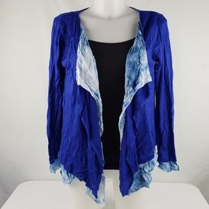 Fate Blue Lined Drape Cardigan Size Small